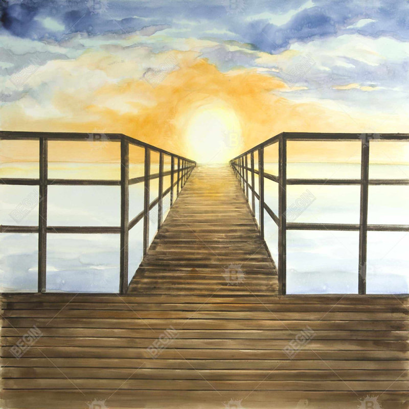 "Coucher de soleil dans la mer", H 24 po x l 24 po