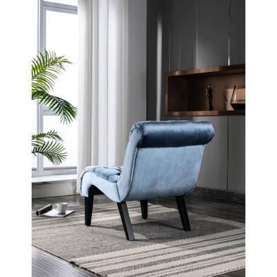 Fauteuil sans accoudoirs en velours bleu Hillingdon, rembourrage confortable pour un moment de détente