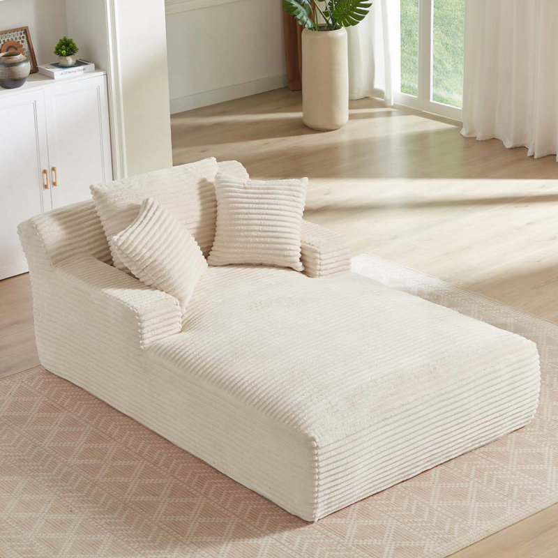Méridienne surdimensionnée rembourrée Corduroy, Blanc