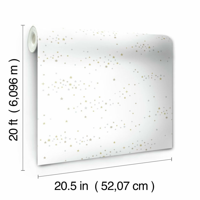 Starlight, Star Bright Peel And Stick Wallpaper, Silver/Gold