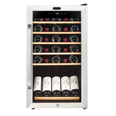 Whynter 34 Bottle Freestanding Wine Refrigerator with Display Shelf and Digital Control on Fridge.com