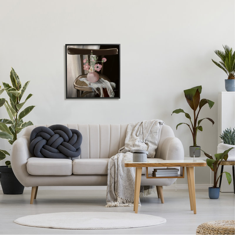 Vase Serene, H 24 po x l 24 po x P 1,5 po, Giclée encadrée noir minuit