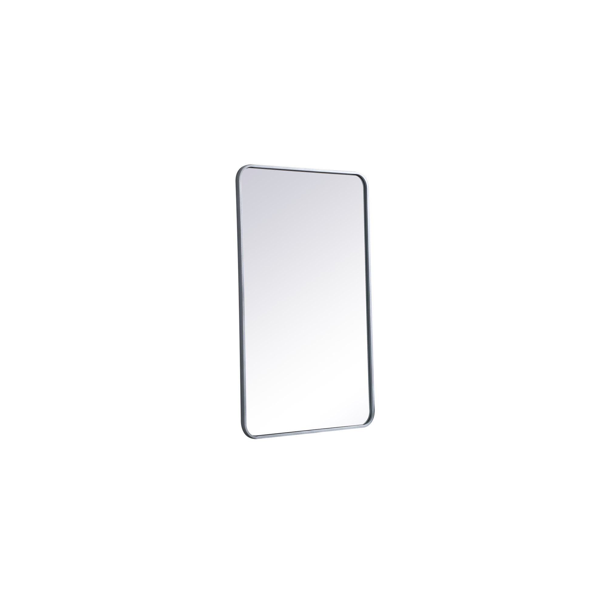 Sabine Metal Rounded Rectangle Wall Mirror, 40" x 24", Silver