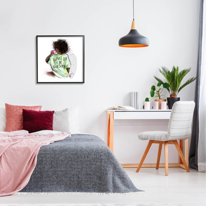 «Wake Up Be Awesome», estampe numérique par Alison Petrie, Giclée encadrée noir minuit, H 24 po x l 24 po x P 1,5 po
