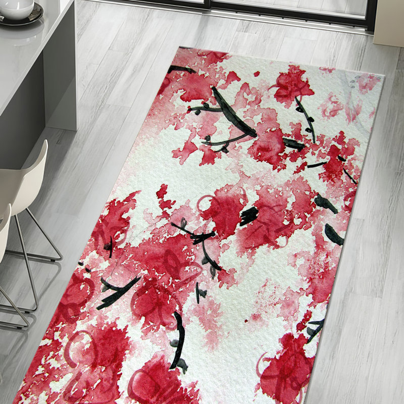 Tapis à poils doux de haute qualité avec un motif floral élégant pour une décoration élégante dans des tons audacieux