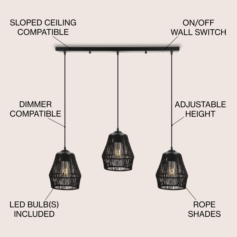 Tello 3 - Light Kitchen Island Pendant, Black, Black