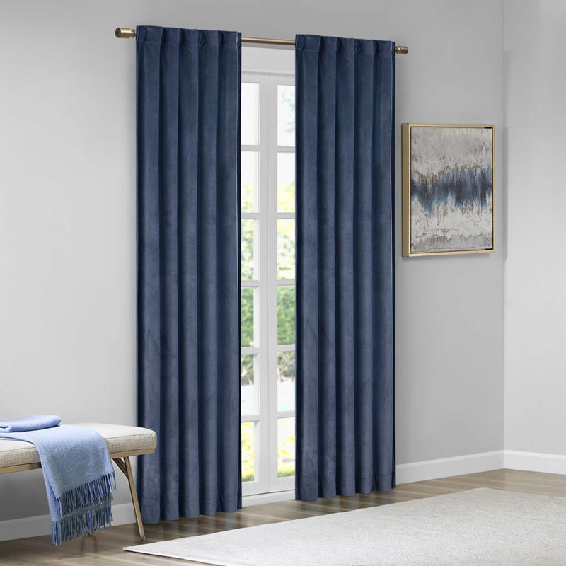 Hegewisch Blackout Curtain Panel Pair, 37" W x 63" L, Blue