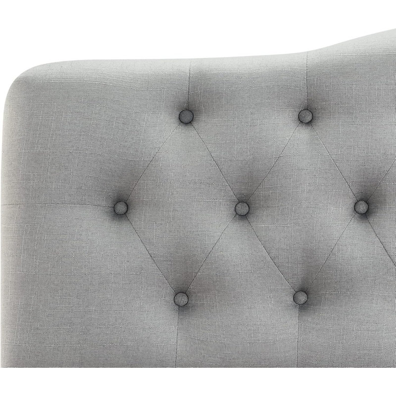 Linen Upholstered Headboard-Modern-Adjustable Height-Button Tufting, Queen, Grey