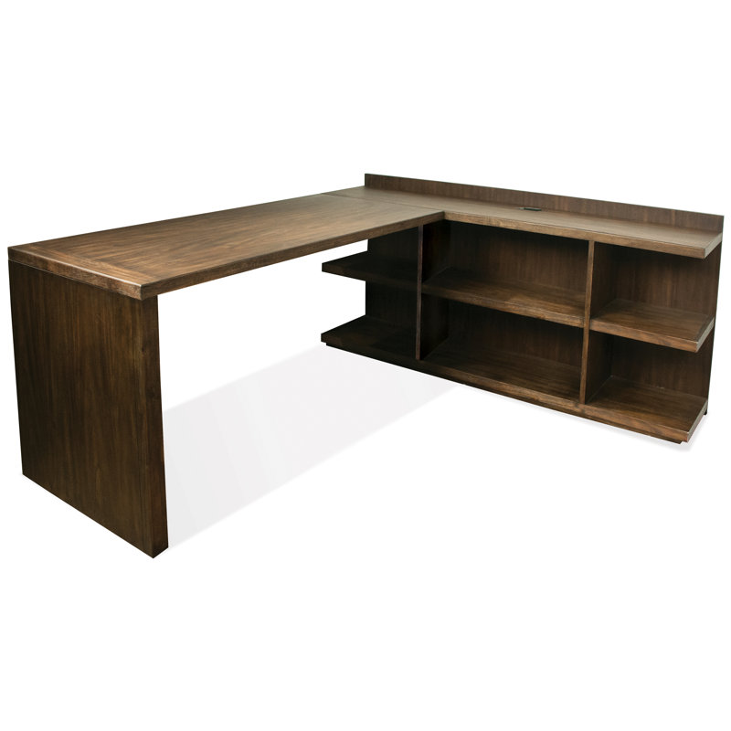 Ensemble de bureau d'écriture en L Arterburn, Acacia brossé