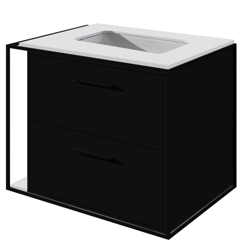 24" Cherry Single Bathroom Vanity, Matte Black, Wall Mount, Matte Black