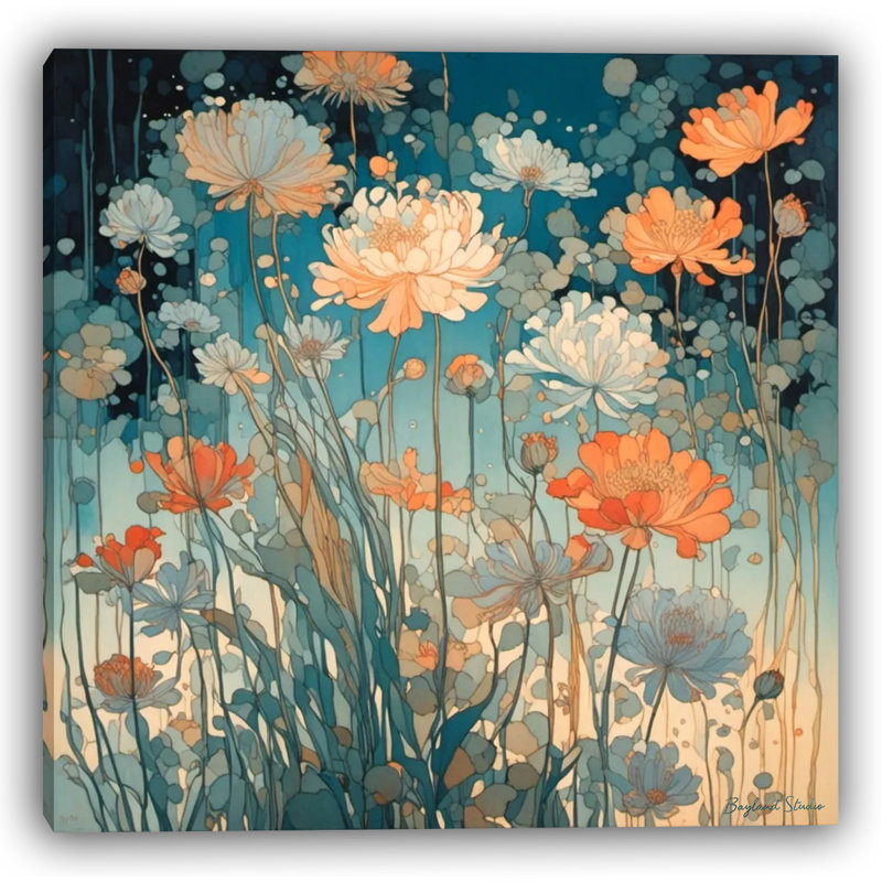 Midnight Bloom – Abstract Floral Canvas Wall Art