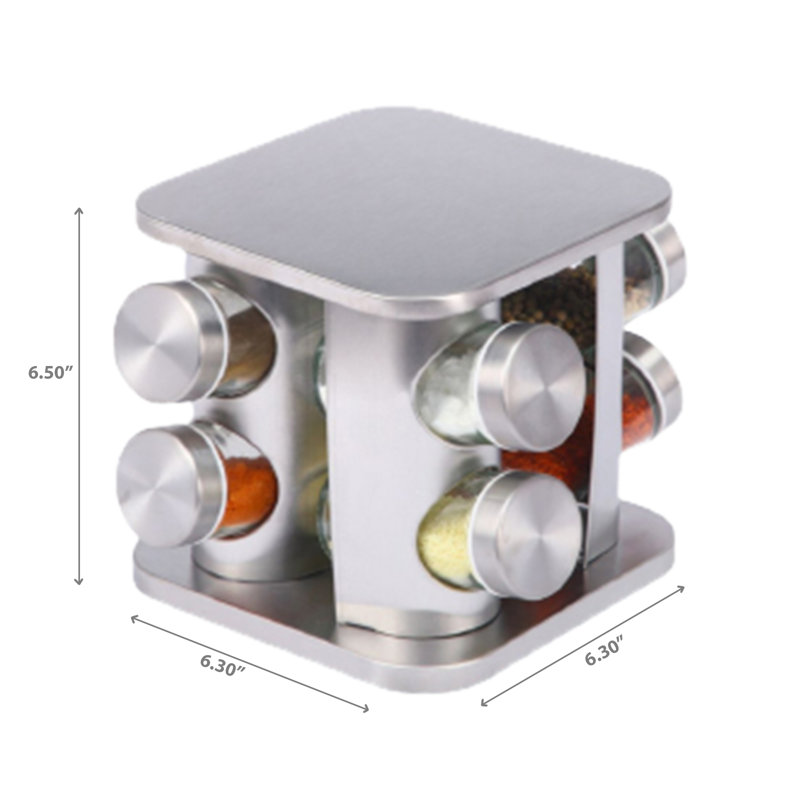 Freestanding Stainless Steel Spice Jar & Rack Set