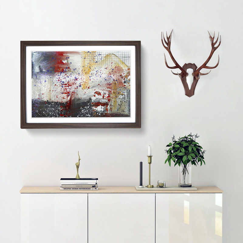 Abstract Art Painting Vol.91 by S.Johnson - Picture Frame Painting Print, Walnut Framed, 48cm H x 65cm W x 2cm D