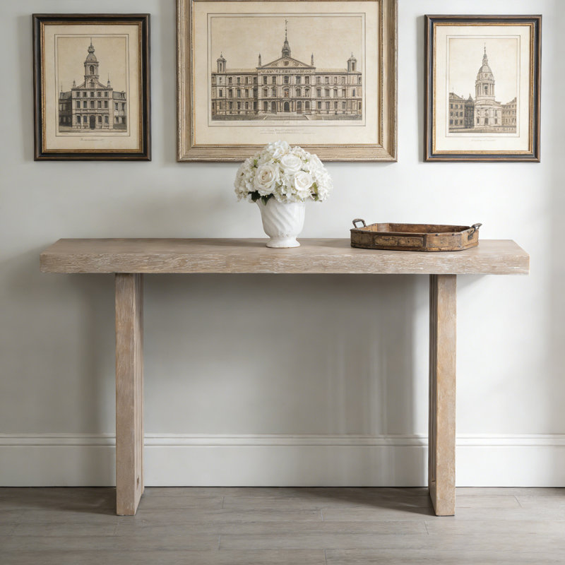 Console en placage de conception unique avec des formes latérales distinctives, pour le vestibule, Naturel