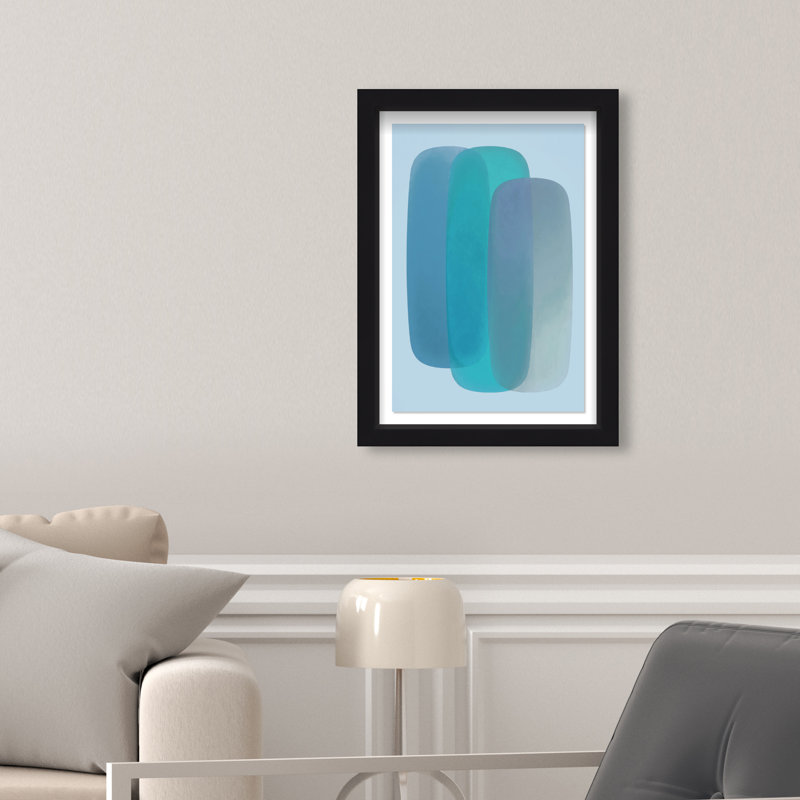 Teal Gradients Print by Oliver Gal, 25.5"H x 17.5"W, Black Shadowbox
