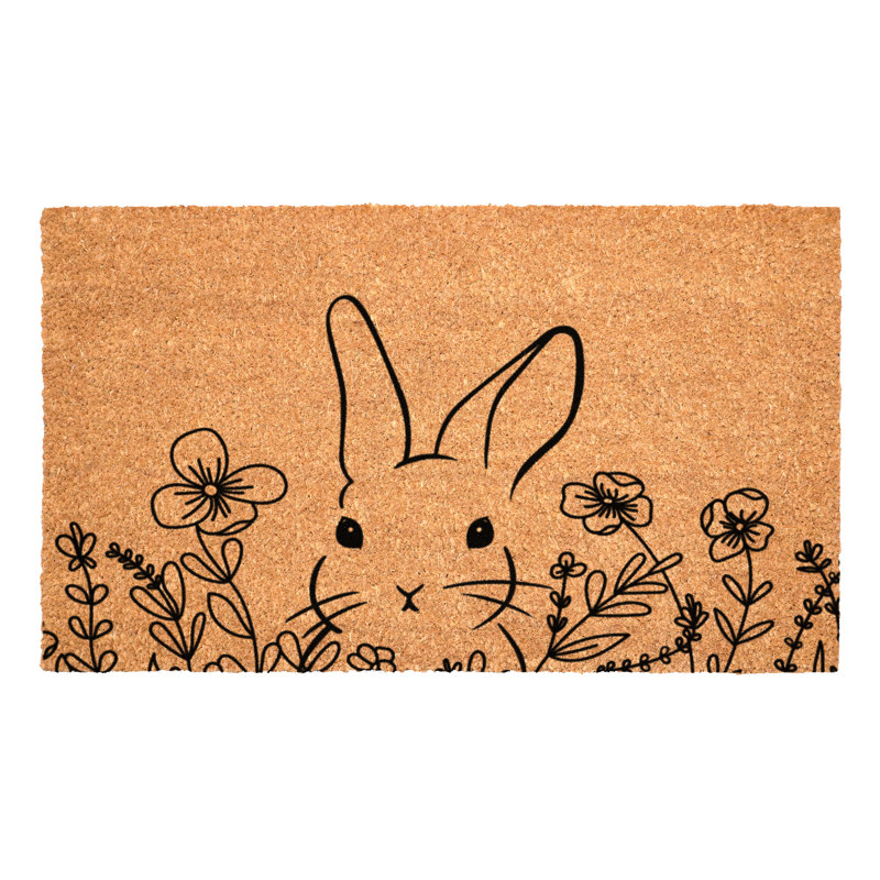 Floral Bunny Doormat, 24" W x 36" L
