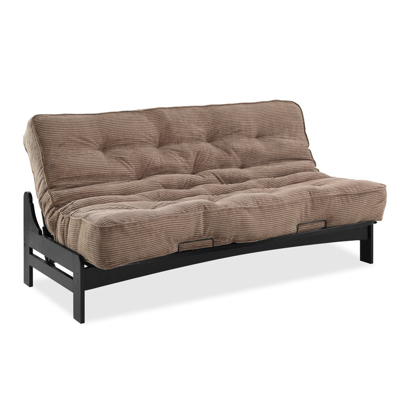 Futon et matelas Mcburney, Velours côtelé couleur chocolat
