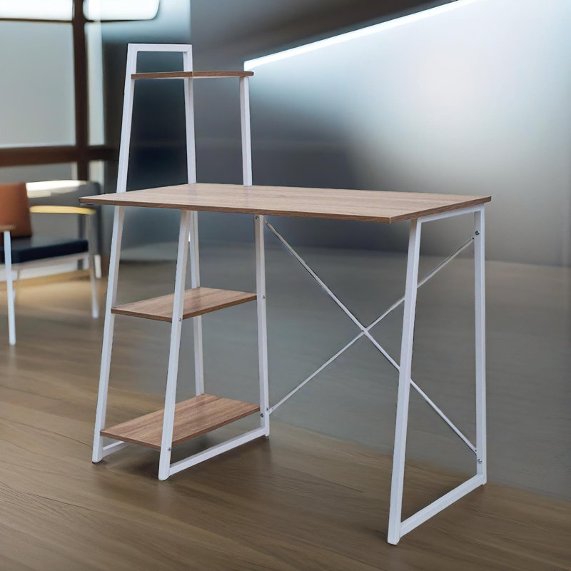 102cm W Rectangular Study Desk with Storage Shelves, Work Station, Home Office