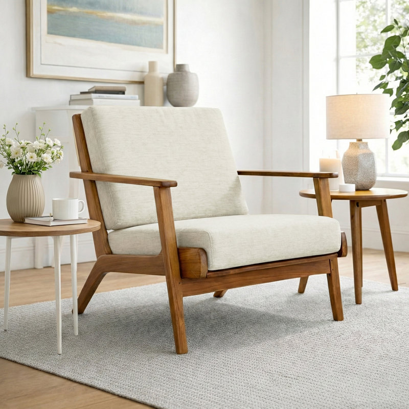 Fauteuil Roddney, Crème ; lin