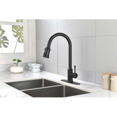 Robinet de cuisine tactile avec douchette rétractable, 16,5 x 8,1 pouces, acier inoxydable + métal, 1 pièce, robinet d'évier de cuisine à grande arche à poignée simple, marche / arrêt tactile avec débit de 1,8 gal / min, 3 modes de flux / pulvérisation / pause