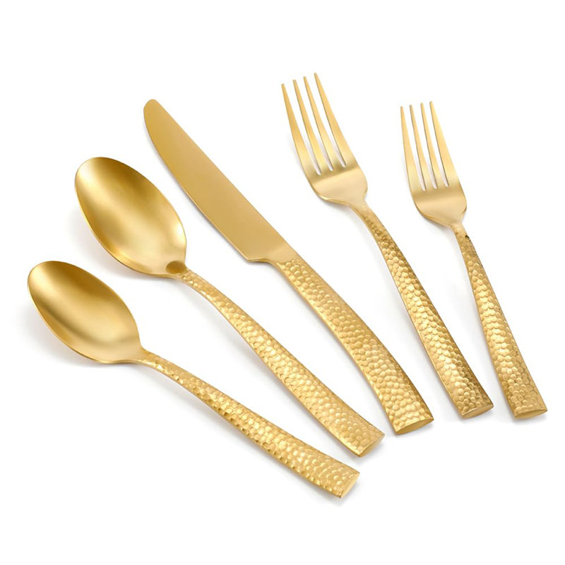20 Pieces Stainless Steel Flatware Cutlery Set, Matte Gold
