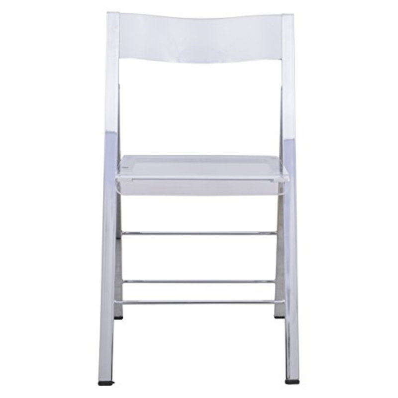 Chaise d'appoint pliante en acrylique Tabris Modern, Transparent transparent / cadre gris