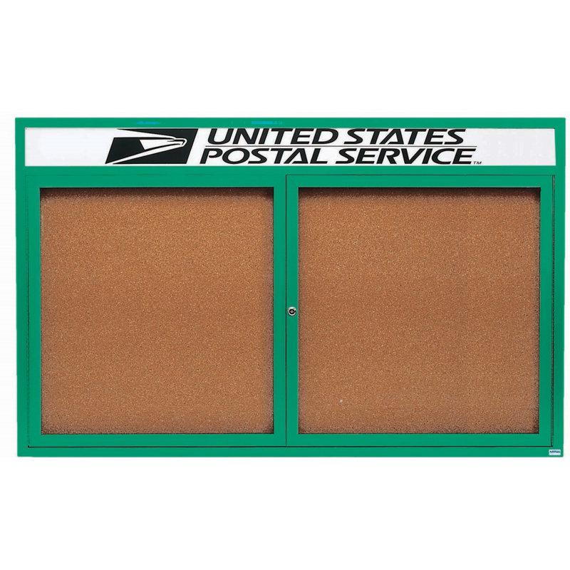 Tableau d'affichage mural illuminé et fermé, Vert thermolaqué, Deux, 48 po x 72 po