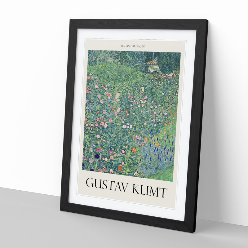 Italian Garden by Gustav Klimt - Framed Print, 65cm H x 48cm W x 2cm D, Black Framed