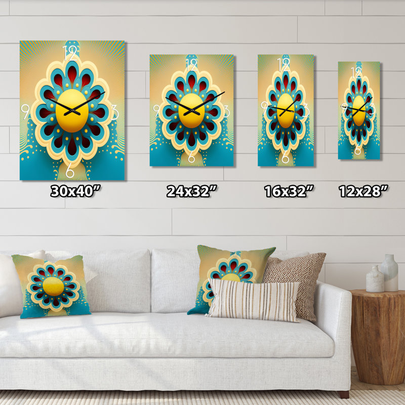 Horloge murale moderne «Blossoming Golden Moon I», H 28 po x l 12 po x P 1 po