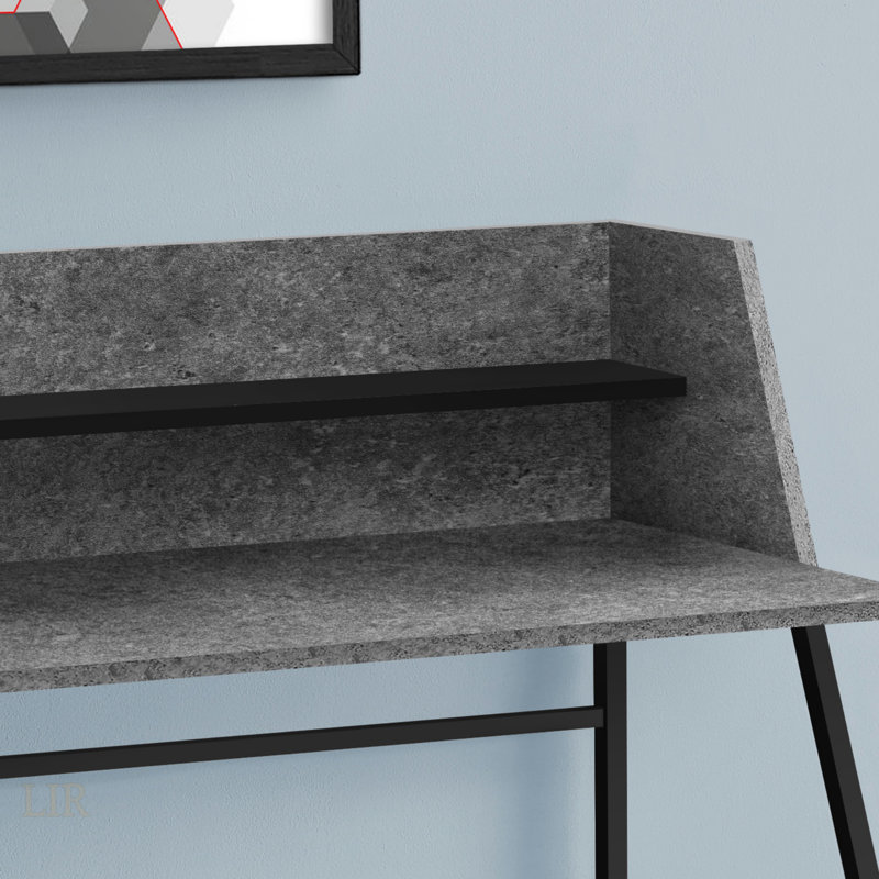 Bureau à domicile Neni, stratifié pierre 47 po, tablette, H 39,25 po x l 47,25 po x P 23,75 po, Noir, Dark Grey
