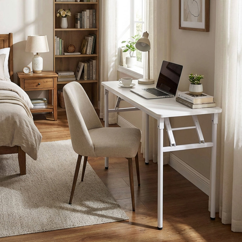 MDF Iron Writing Desk, 75cm H x 100cm W x 40cm D, White