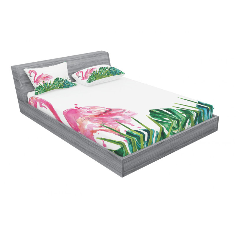 Microfiber Floral Sheet Set, Full/Double Sheet Set with Fitted Sheet