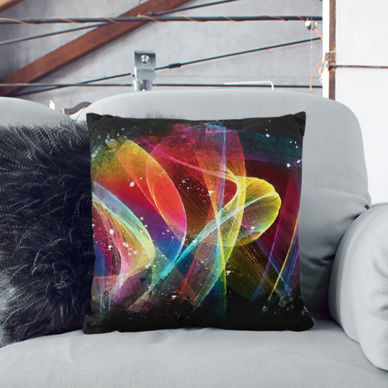 Rainbow Smoke Vol (2) Square Throw Cushion, White, 40cm H x 40cm W x 15cm D