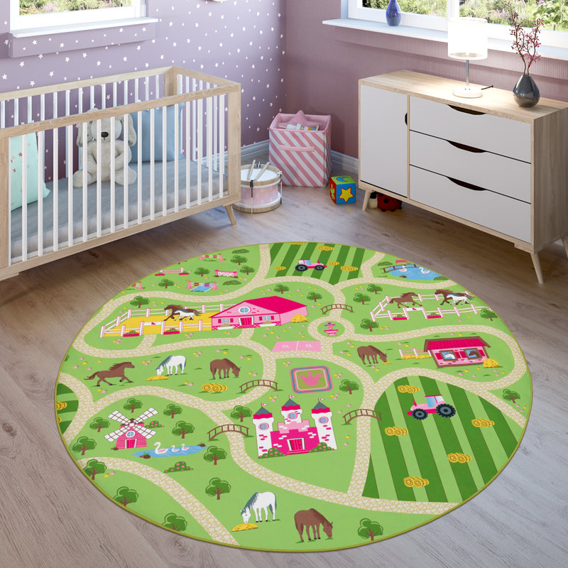 Bohdalice Green Rug, Round 200cm