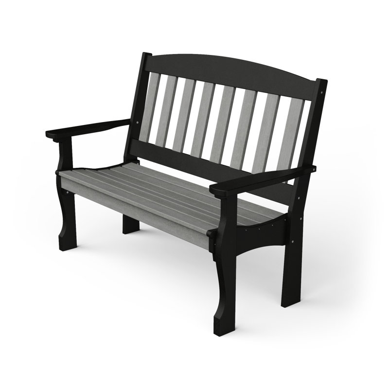 Banc de jardin en plastique Leeroy, Bois flotté gris / noir