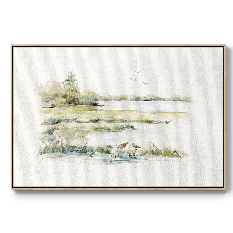 Cloisonné libellule, H 25 po x l 37 po x P 2 po, Natural Wood Framed Canvas