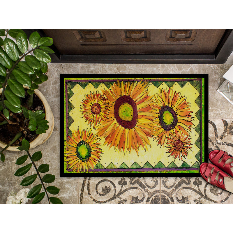 Thompsonville Non-Slip Floral Indoor Doormat, Rectangle 2' x 3'