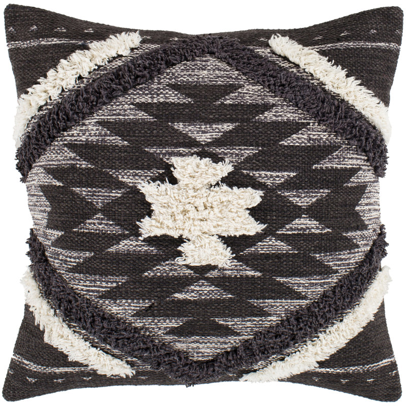 Judd Moroccan Cotton Reversible Throw Pillow, 18" x 18", Dark Brown/Black, Polyester/Polyfill
