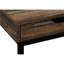 Table d'appoint avec tiroir de rangement, stratifié brun et métal noir, idéale pour les espaces de vie modernes et fonctionnels, et convenant également à une chambre.