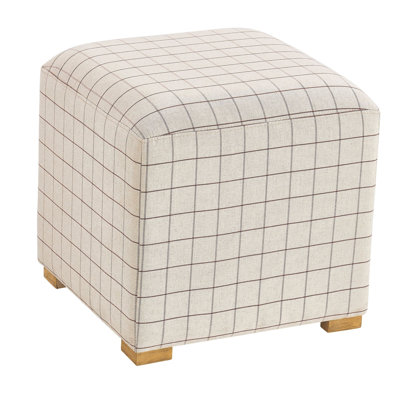 Posh Upholstered Ottoman, Brown Check