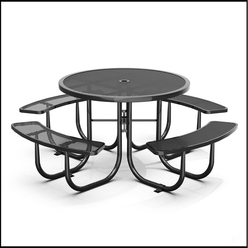 46-Inch Round Picnic Table With Umbrella Hole