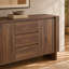 Buffet 59 po à 2 portes en noyer avec 3 tiroirs et tablettes intérieures
