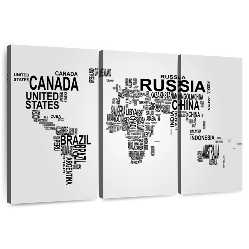 Carte du monde avec texte Aliaz, H 24 po x l 38 po