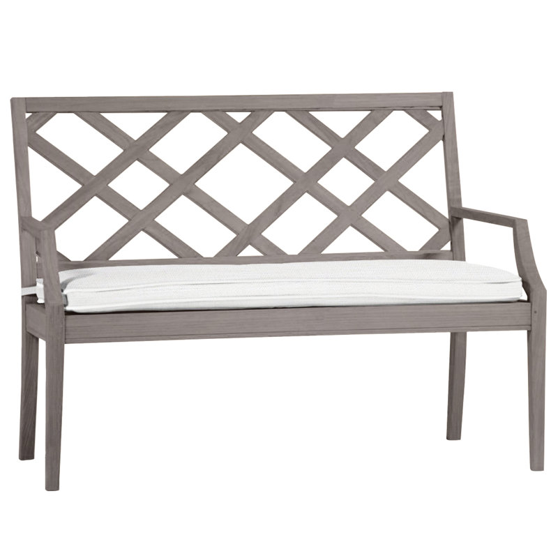 Haley Teak Garden Bench, Oyster Teak, Dove Sunbrella® Linen, Welt