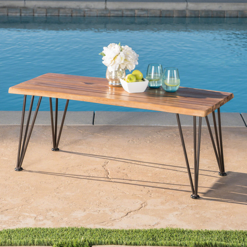 Table basse industrielle industrielle avec cadre en bois et en fer, 18 po x 43 po 18 po, Style Design Outdoor