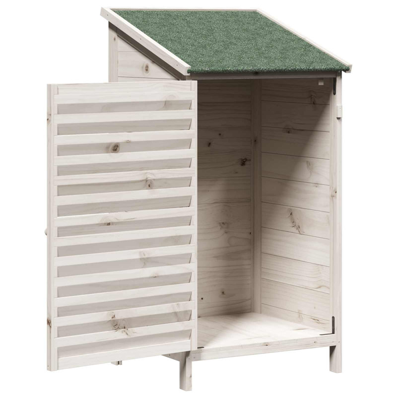 Vidaxl Garden Shed Solid Fir Wood Storage Cabinet Outdoor Modern Design Ample, White