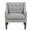 Chaise d'appoint de salon moderne en gris, revêtement en tissu à boutons, structure en contreplaqué, coussins de siège en mousse haute, housse réversible, coussin de pieds en bois d'hévéa brun amovible-1721583989