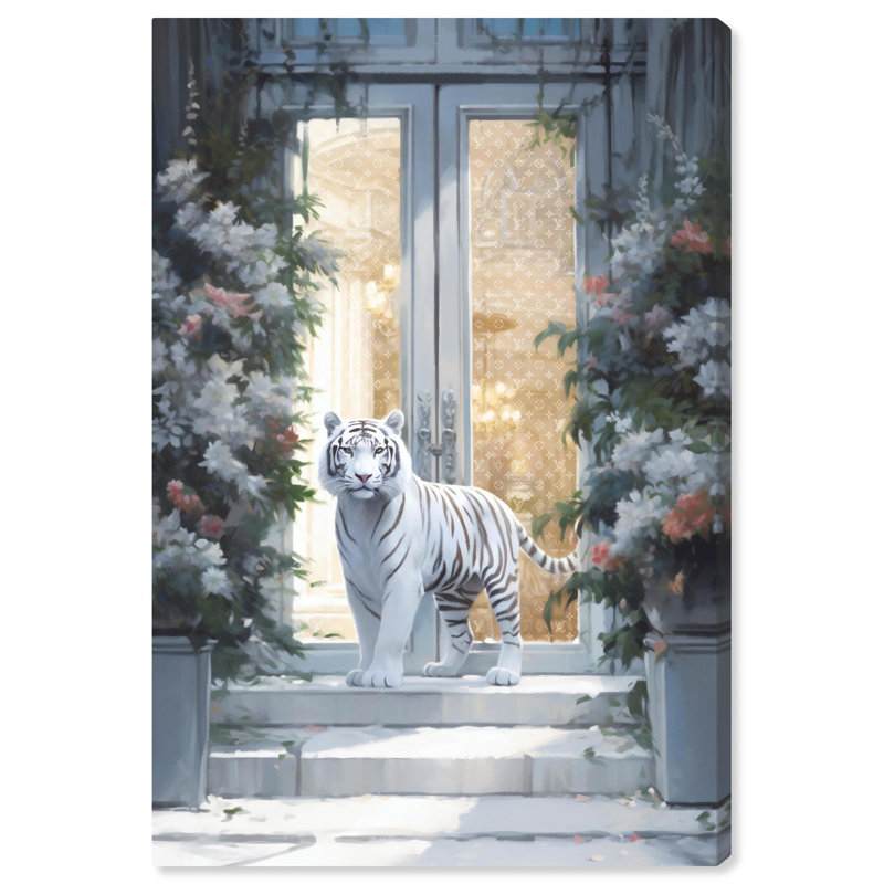 Art mural sur toile, "White Tiger Store Store" par Art Remedy, Toile tendue, H 54 po x l 36 po