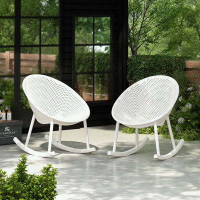 2 Pieces Patio Rocking Chair Set with sturdy legs by Hokku Designs