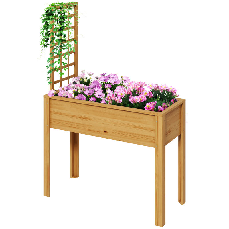 Lit de jardin surélevé avec treillis Outsunny pour plantes grimpantes